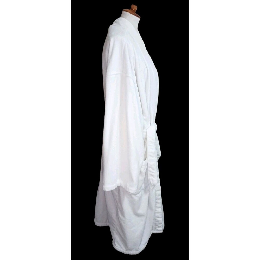 Men’s Polo Ralph Lauren White Terry Velour Robe L/XL Blue Pony Spa Luxury Belted - Picture 4 of 6